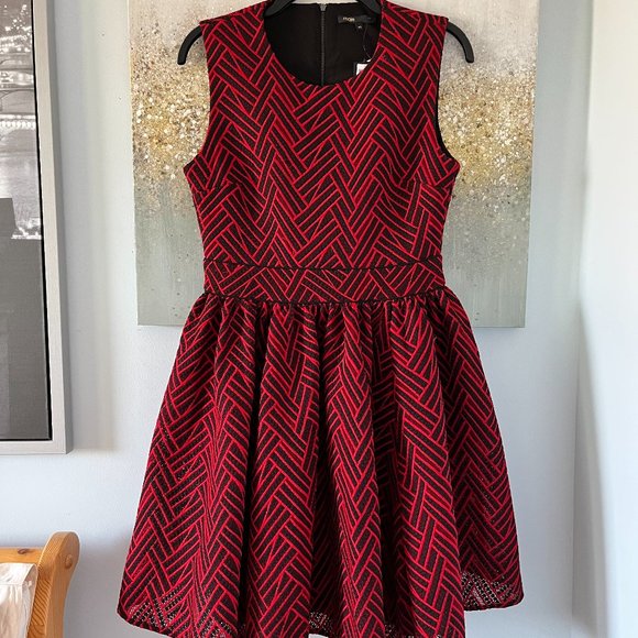 Maje | Dresses | Maje Red Reali Skater Dress Nwt | Poshmark